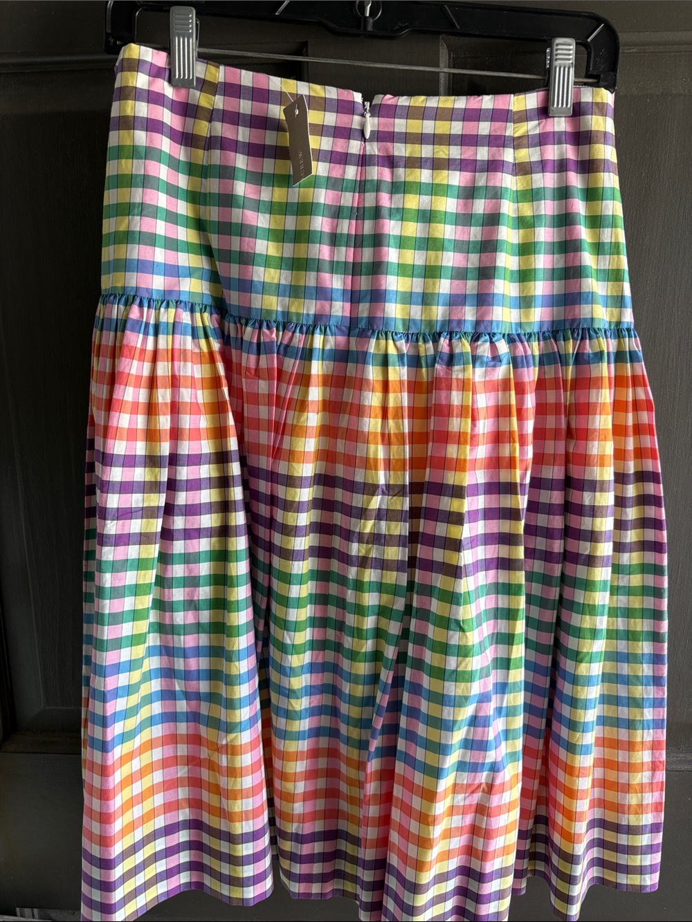 J. Crew Pink, Purple, Green Plaid A-Line Skirt NWT - Picture 6 of 6